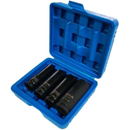 Imagem de Jogo Soquetes Longos de Impacto 1/2 POL de 14 a 21 MM Kit 4 Peças EVSLI-4 EVALD