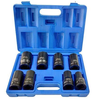 Imagem de Jogo Soquetes Longos de Impacto 1 POL de 19 a 41 MM Kit 8 Peças EVSLI-8 EVALD
