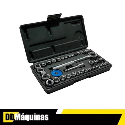 Imagem de Jogo Soquetes Sextavado C/ Catraca 40 Pcs C/ Estojo 5131/5414 - Titanium