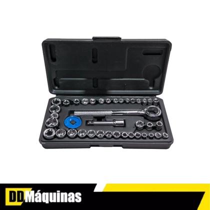 Imagem de Jogo Soquetes Sextavado C/ Catraca 40 Pcs C/ Estojo 5131/5414 - Titanium