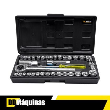 Imagem de Jogo Soquetes Sextavado Fasterr C/ Catraca 40 Pçs C/ Estojo