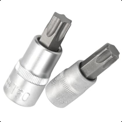 Imagem de Jogo Soquetes Torx Macho Femea Profissional Automotivo Tapeceiro C/ Cabo De Força 1/2 Pol Maleta CRV