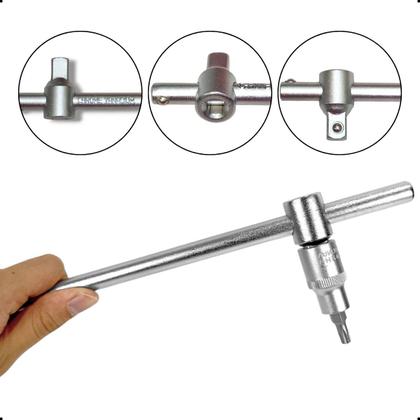 Imagem de Jogo Soquetes Torx Macho Femea Profissional Automotivo Tapeceiro C/ Cabo De Força 1/2 Pol Maleta CRV