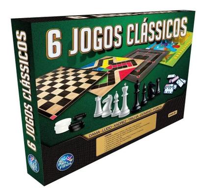 Imagem de Jogo Tabuleiro 6 Em 1 Xadrez Dama Ludo Trilha Domino Forca