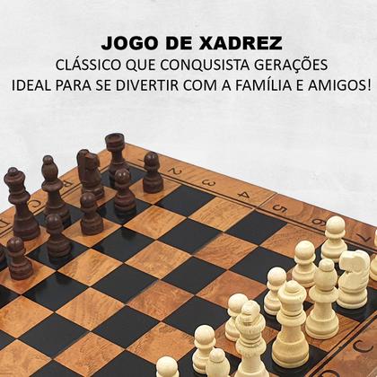 Imagem de Jogo Tabuleiro De Xadrez Madeira Profissional Dobrável Uny Gift
