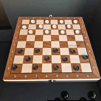 Imagem de Jogo Tabuleiro Madeira 3 Em 1 Xadrez Gamão Dama Magnético