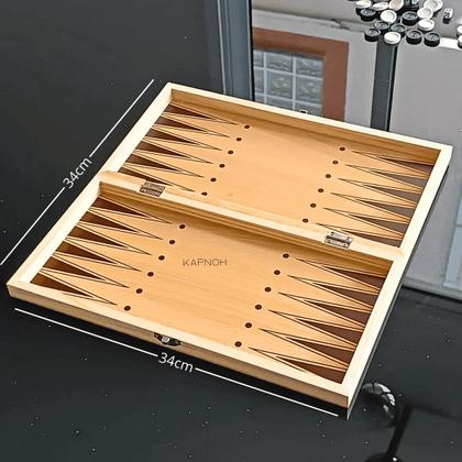 Imagem de Jogo Tabuleiro Madeira 3 Em 1 Xadrez Gamão Dama Magnético