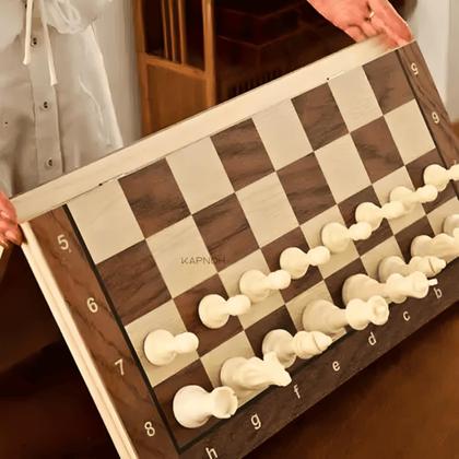 Imagem de Jogo Tabuleiro Madeira 3 Em 1 Xadrez Gamão Dama Magnético