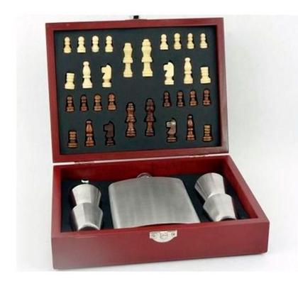 Imagem de Jogo Tabuleiro Maleta De Xadrez Com Cantil Para Bebidas