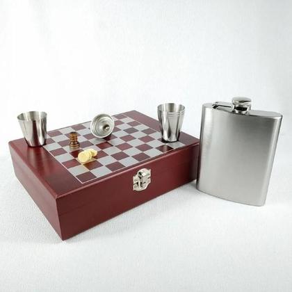 Imagem de Jogo Tabuleiro Maleta De Xadrez Com Cantil Para Bebidas