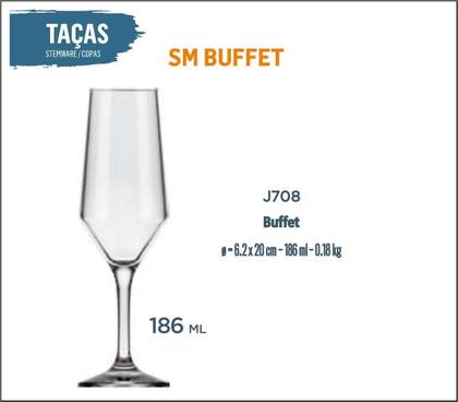 Imagem de Jogo Taça Champanhe Vidro Alta Fina Buffet 186ml 06uni