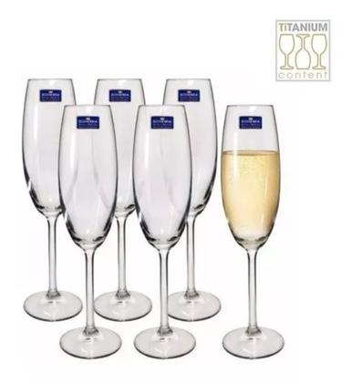 Imagem de Jogo Taça Espumante Bohemia Cristal C/ Titânio 220ml-cx 6und