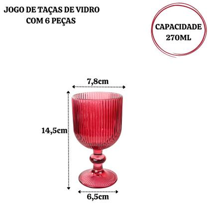 Imagem de Jogo Taças De Vidro Com Relevo 6 peças 270ml