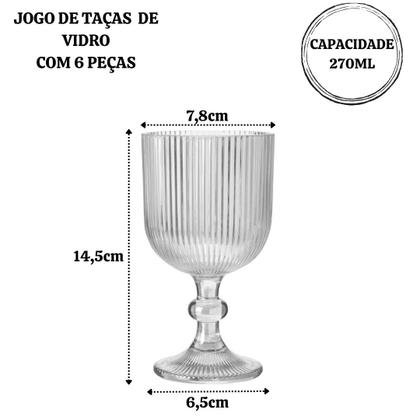 Imagem de Jogo Taças De Vidro Com Relevo 6 peças 270ml