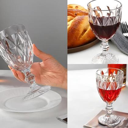 Imagem de Jogo Taças Diamante Vidro 340ml Copo Diamond Moderno Luxo