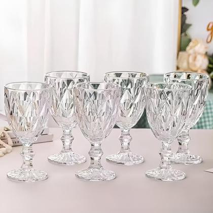 Imagem de Jogo Taças Diamante Vidro 340ml Copo Diamond Moderno Luxo