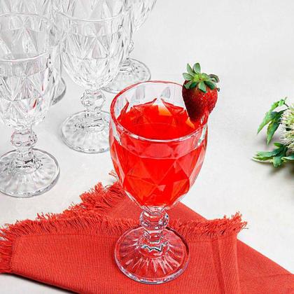 Imagem de Jogo Taças Diamante Vidro 340ml Copo Diamond Moderno Luxo