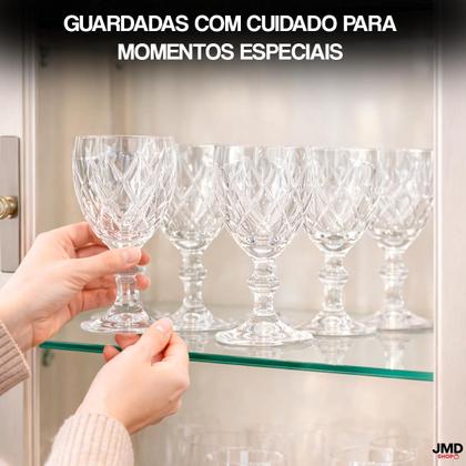 Imagem de Jogo Taças Transparentes 6 Unidades Cristal Suco Agua Vidro Transparência Impecável