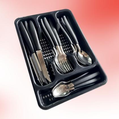 Imagem de Jogo Talheres 25 Pcs Inox Color C/ Divisória Organizadora Garfo Faca Colher