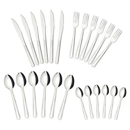 Imagem de Jogo Talheres Faqueiro Tramontina Aço Inox 24 Peças Búzios