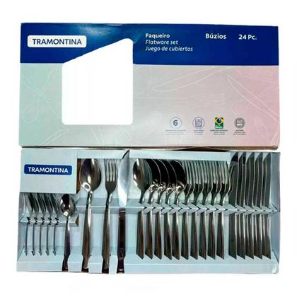 Imagem de Jogo Talheres Faqueiro Tramontina Aço Inox 24 Peças Búzios