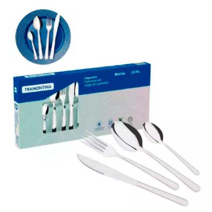 Imagem de Jogo Talheres Faqueiro Tramontina Aço Inox 24 Peças Búzios