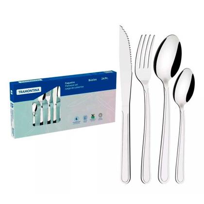 Imagem de Jogo Talheres Faqueiro Tramontina Aço Inox 24 Peças Búzios
