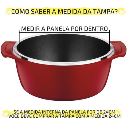 Imagem de Jogo Tampa De Vidro Para Panelas Frigideiras Com 5 Peças Nº 16 18 20 22 24