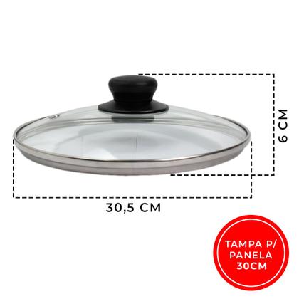 Imagem de Jogo Tampas Vidro Avulsas Resistentes 30cm & 32cm Para Panelas Frigideira