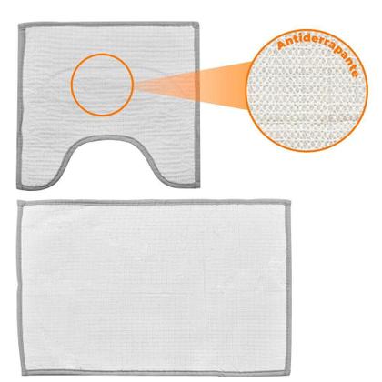 Imagem de Jogo Tapete Banheiro Microfibra Antiderrapante Soft Square 2