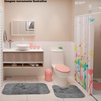 Imagem de Jogo Tapete Banheiro Microfibra Antiderrapante Soft Square 2