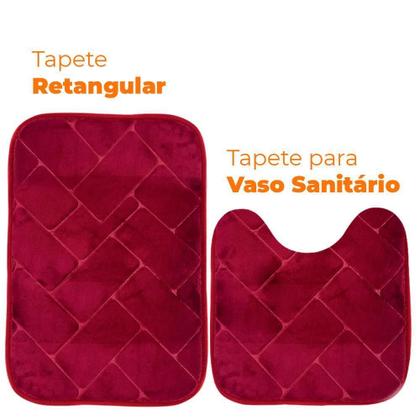 Imagem de Jogo Tapete Banheiro Microfibra Antiderrapante Soft Square 2