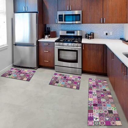 Imagem de Jogo Tapete de Cozinha Mosaique 3 Peças Light Antiderrapante