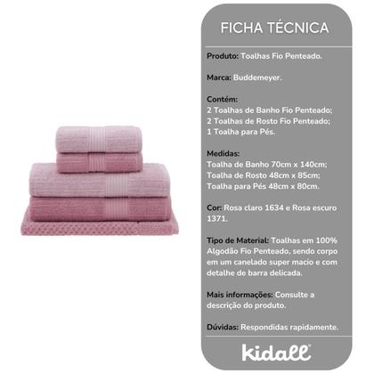 Imagem de Jogo toalha de banho 5 peças fio penteado rosa claro e rosa escuro - buddemeyer