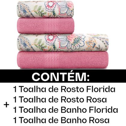 Imagem de Jogo Toalhas 4 Peças Banho e Rosto 100% Algodão Prisma Lisa Dohler