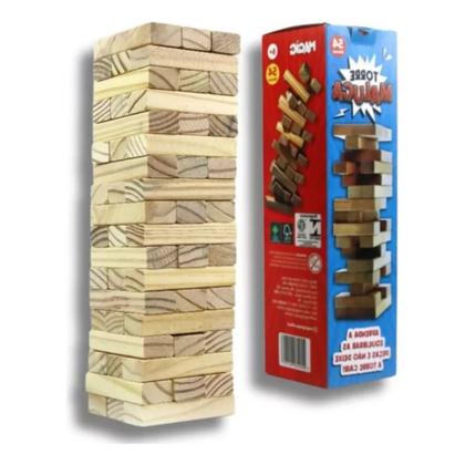 Imagem de Jogo Torre Maluca Brinquedo D Mesa Equilíbrio Madeira Maciça