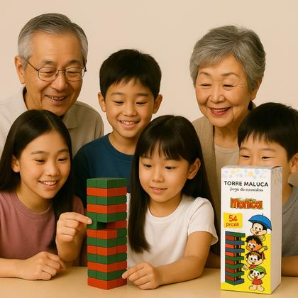 Imagem de Jogo Torre Maluca Brinquedo Equilíbrio Turma Da Monica 54 Pc