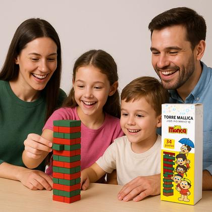 Imagem de Jogo Torre Maluca Brinquedo Equilíbrio Turma Da Monica 54 Pc