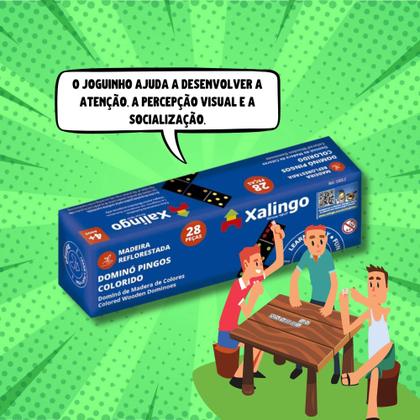 Imagem de Jogo Tradicional Dominó Pingos Coloridos Xalingo - 53032