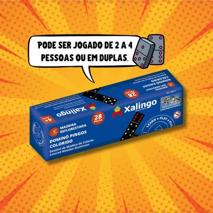 Imagem de Jogo Tradicional Dominó Pingos Coloridos Xalingo - 53032