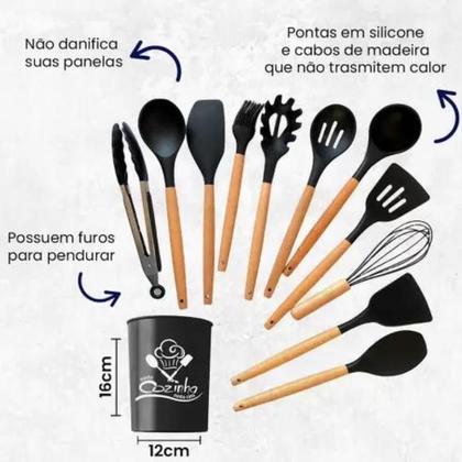 Imagem de Jogo Utensílios Cozinha 12 Peças Silicone Colher Concha Cor