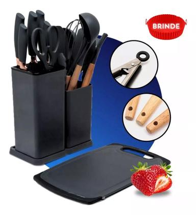 Imagem de Jogo Utensílios de Cozinha 19 Peças C/ Tábua Silicone MM-JJ13