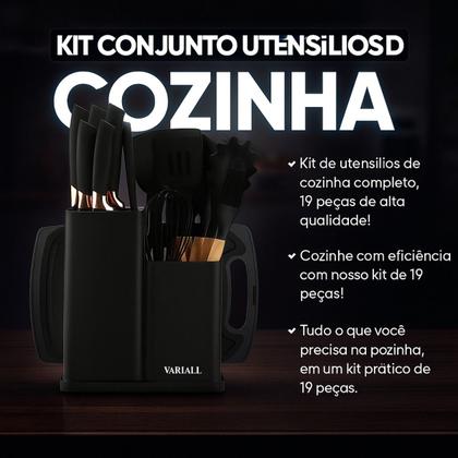 Imagem de Jogo Utensílios De Cozinha 19 Peças Silicone Antiaderente