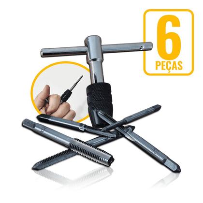 Imagem de Jogo Vira Macho Tipo T Ferramenta De Rosqueamento Manual De Rosca M3M8 Bricolage
