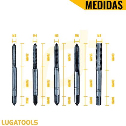 Imagem de Jogo Vira Macho Tipo T Ferramenta De Rosqueamento Manual De Rosca M3M8 Bricolage