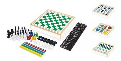 Imagem de Jogo Xadrez Ludo Dama Trilha De Madeira 6 em 1 Junges 716