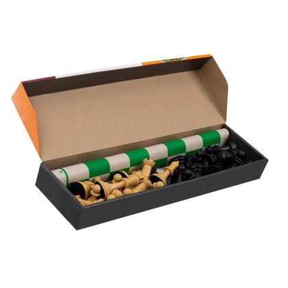 Imagem de Jogo Xadrez Oficial Tabuleiro Couro e Peças Plásticas - J010