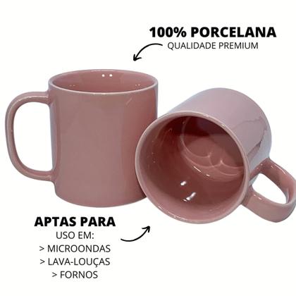 Imagem de Jogo Xicara Caneca Cafe Cha Porcelana Rosa 200ml 06un