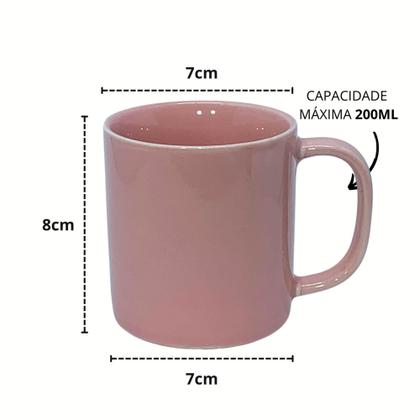 Imagem de Jogo Xicara Caneca Cafe Cha Porcelana Rosa 200ml 06un