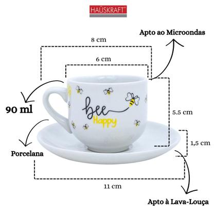 Imagem de Jogo Xícara Com Pires Bee Happy Honey Café Da Manhã Chá 90ml